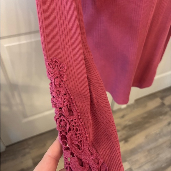 Pink Rose pink ribbed soft basic long sleeve shirt detailed sleeve size L - Picture 3 of 8